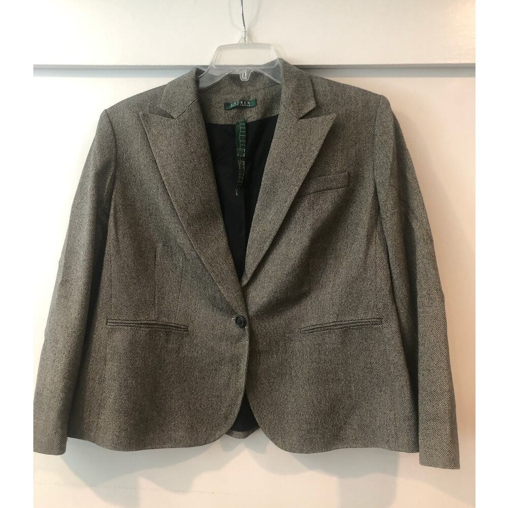 EUC Vintage Y2K‎ Lauren Ralph Lauren Brown Wool Cotton Plus Blazer Sports Coat